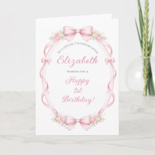 Carte Jolis Nœuds Aquarelle Rose Anniversaire Fille