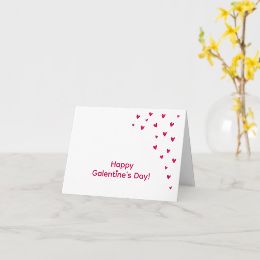 Carte Jolis petits cœurs rouges - Joyuse Galentine's Day (Fleur jaune)