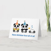 Carte Jolis petits pandas sur fond blanc pour un anniver (Devant)