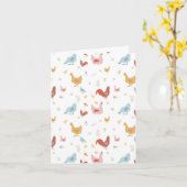 Carte Jolis Poulets Poules et Poussins (Fleur jaune)