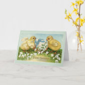 Carte Jolis poussins de Pâques vintage (Fleur jaune)