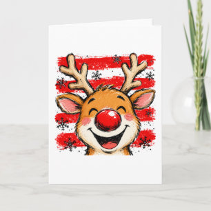 Carte Jolis rayures de Noël Renne