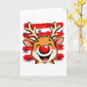 Carte Jolis rayures de Noël Renne (Fleur jaune)
