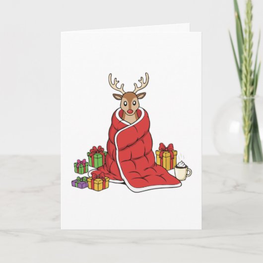 Carte Jolis Renne de Noël Coquets dans une Couverture Dr (Devant)