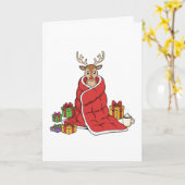 Carte Jolis Renne de Noël Coquets dans une Couverture Dr (Fleur jaune)