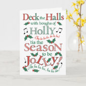 Carte Jolly Christmas Deck the Halls avec Holly (Fleur jaune)