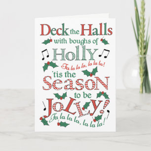 Carte Jolly Christmas Deck the Halls avec Holly
