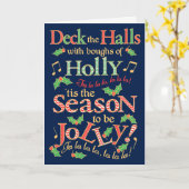 Carte Jolly Christmas Deck the Halls avec Holly (Fleur jaune)