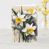 Carte Jonquille - Fleurs aquarelle (Fleur jaune)