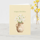 Carte Jonquilles Fleuries Anniversaire Blanc Jaune (Fleur jaune)