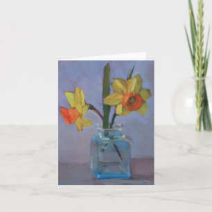 Carte Jonquilles jaunes dans le vase en verre