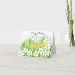 Carte Jonquilles jaunes et blanches d'anniversaire