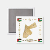 Carte Jordanie + Magnet des drapeaux (Recto/Verso)