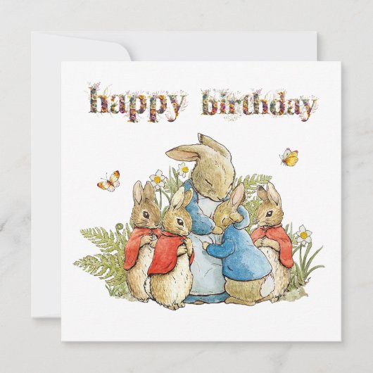 Carte Josephine avec de petits lapins Joyeux Anniversair (Devant)