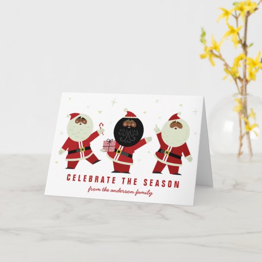 Carte Jote Black Père Noël Party sur Arrière - plan blan (Fleur jaune)