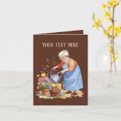Carte Jote Gardening vieille dame ajouter un message (Fleur jaune)
