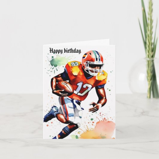 Carte Jote Gridiron Aquarelle Splash Anniversaire (Devant)