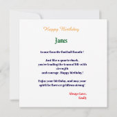 Carte Jote Gridiron Aquarelle Splash Anniversaire (Dos)