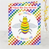 Carte Jote LGBT Bee Fier Arc-en-ciel et Fleurs Anniversa (Fleur jaune)