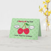 Carte Jote Red Cherry Kawaii Twins Anniversaire (Fleur jaune)