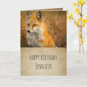Carte Jote Red Fox Wilderness Nature Photo Anniversaire (Fleur jaune)