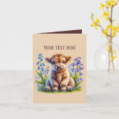 Carte Jote vache Highland ajouter un message (Fleur jaune)