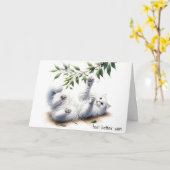 Carte Jouer Chat Blanc Se Bien (Fleur jaune)