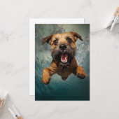 Carte Jouer Chien nager Design sous-marin (Devant/Arrière en situation)