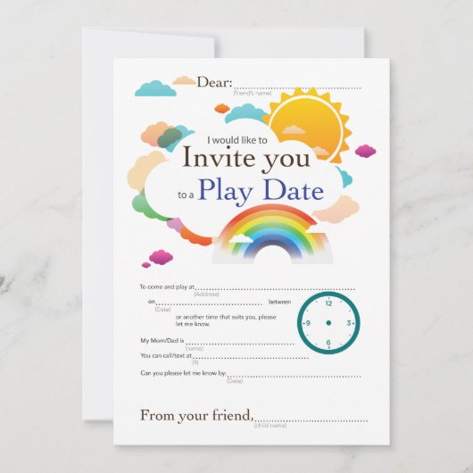 Carte Jouer des nuages de date Thèmes (Devant)