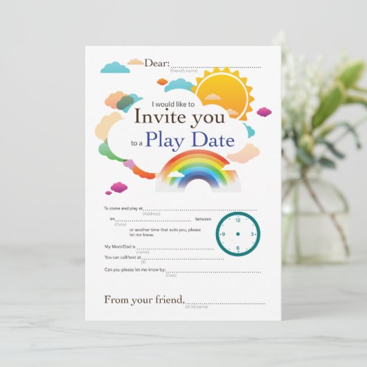 Carte Jouer des nuages de date Thèmes (Debout devant)