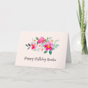 Carte Jouer Joli Bouquet de Fleur Rose Anniversaire
