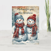 Carte Jouer Melting Snowman Couple Noël Salutation (Devant)