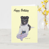Carte jouet de chiot akita et teddy dog art (Fleur jaune)