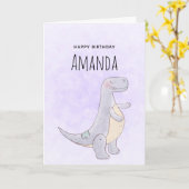 Carte Jouet Dinosaure gris mou Aquarelle Anniversaire (Fleur jaune)