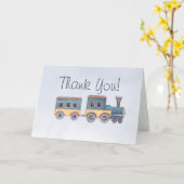 Carte Jouet en bois de garçon Merci bleu (Fleur jaune)