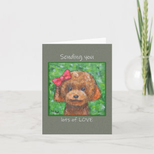 Carte Jouet mignon Poodle Chien Vous envoyant beaucoup d