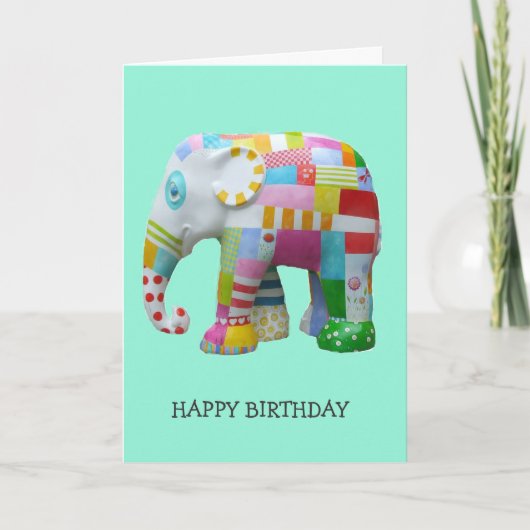 Carte Jouet mignon rétro éléphant fantaisie anniversaire (Devant)