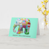 Carte Jouet mignon rétro éléphant fantaisie anniversaire (Fleur jaune)