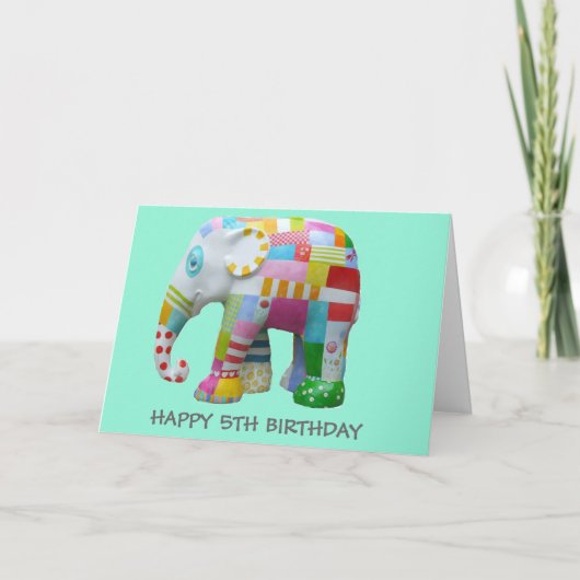 Carte Jouet mignon rétro éléphant fantaisie anniversaire (Devant)