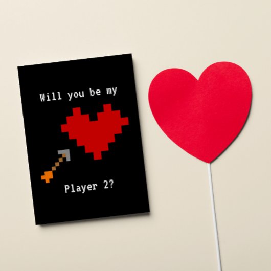 Carte Joueur à 8 bits de coeur et de flèche Deux Valenti