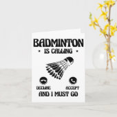 Carte Joueur de badminton drôle Amour Navette Design 2  (Fleur jaune)