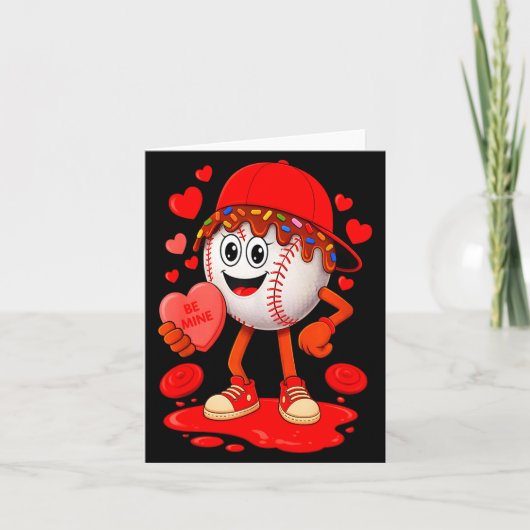 Carte Joueur de baseball à la Saint-Valentin Hearts Drip (Devant)