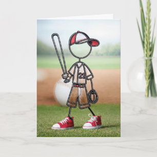 Carte Joueur de baseball en bonhomme bâton