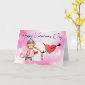 Carte Joueur de baseball pour la Saint-Valentin aquarell (Fleur jaune)