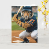 Carte Joueur de baseball Tiger fêtant son anniversaire # (Fleur jaune)