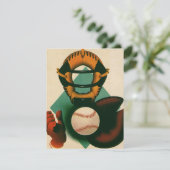 Carte Joueur de baseball vintage, Catcher avec Mitt (Debout devant)