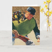 Carte Joueur de baseball vintage, juge-arbitre (Fleur jaune)