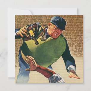 Carte Joueur de baseball vintage, juge-arbitre