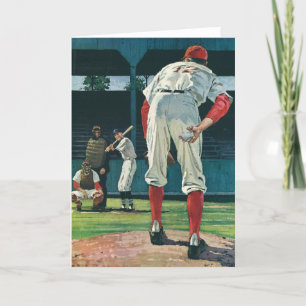 Carte Joueur de baseball vintage sur Mound