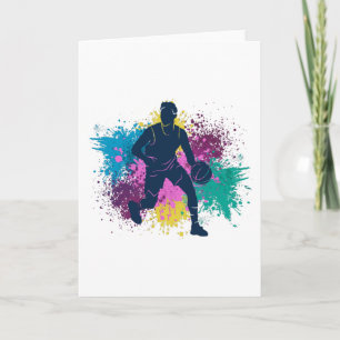 Carte Joueur de basket-ball Grungy Couleurs Splashes